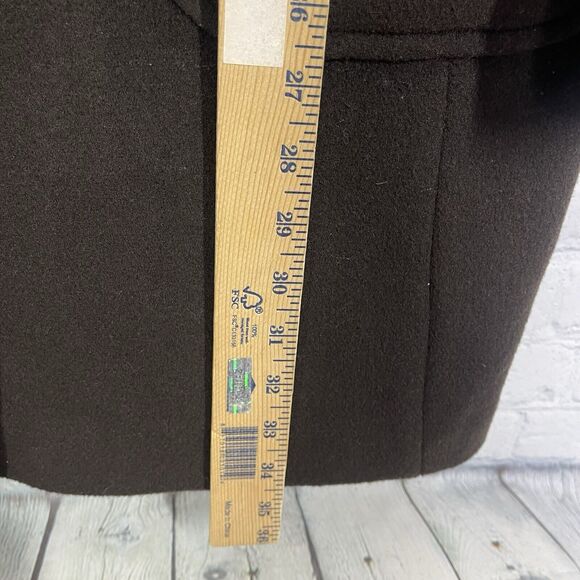 J Crew Mid Trench Coat Women Large Brown Wool Cashmere Blend Heavy Jacket - Picture 11 of 12